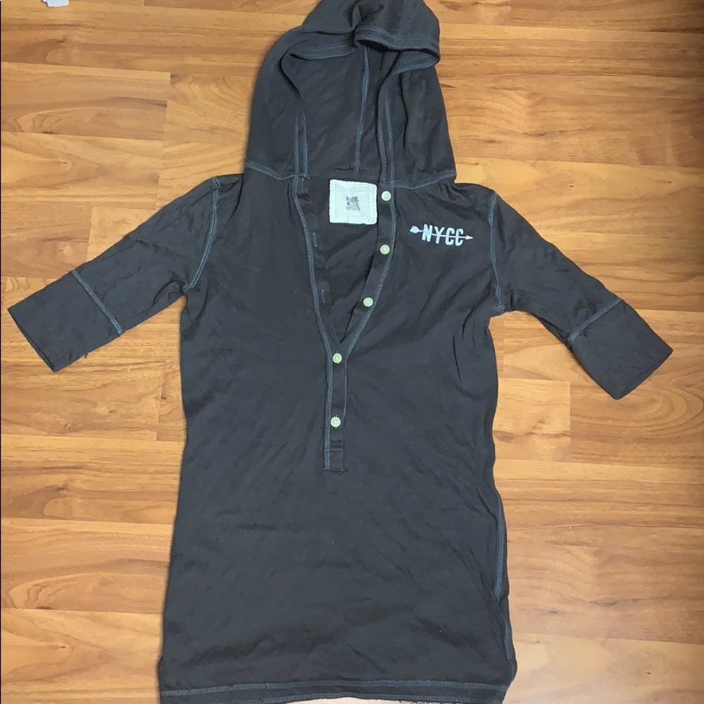 Ruehl No. 925 Jersey Button Front Hoodie Pullover